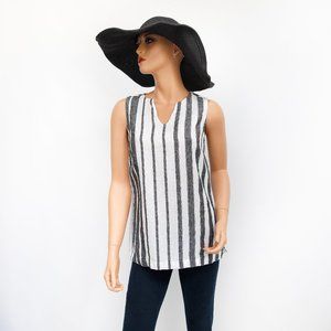 Tommy Bahama Gray and White Striped Linen Tank Top XS